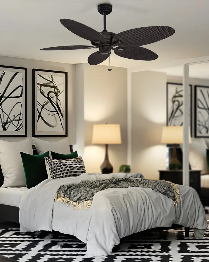 Coastal Breeze Woven Blade Pull Chain Ceiling Fan