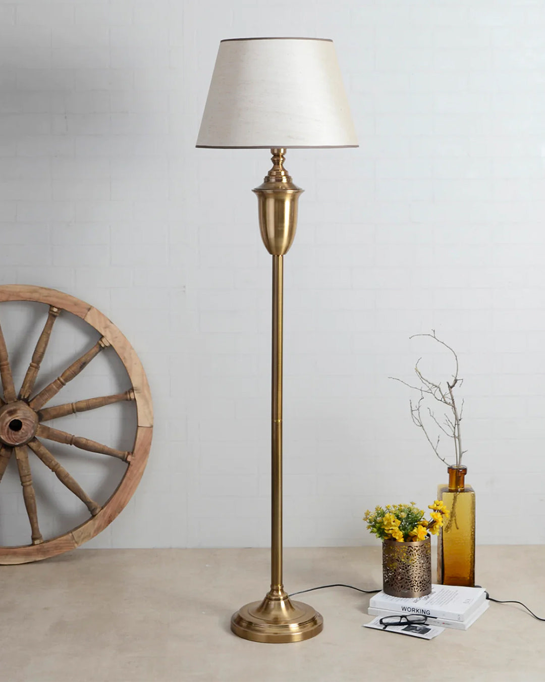 Mid-Century Gold Metal Floor Lamp - The Decor Kart