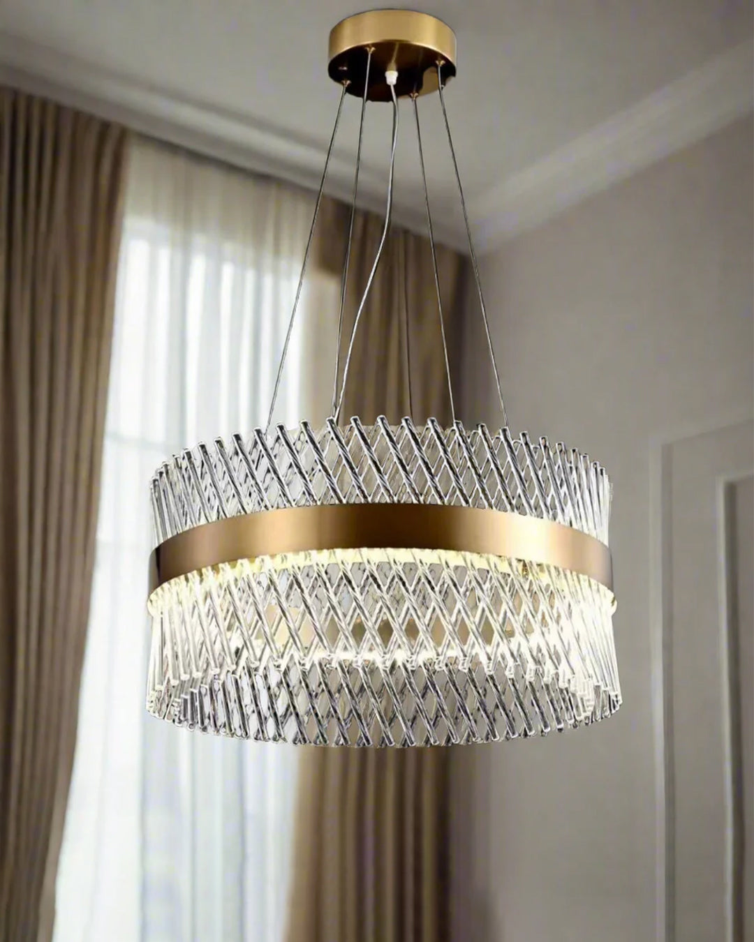 Modern Crystal Mesh Ring Chandelier - 800MM