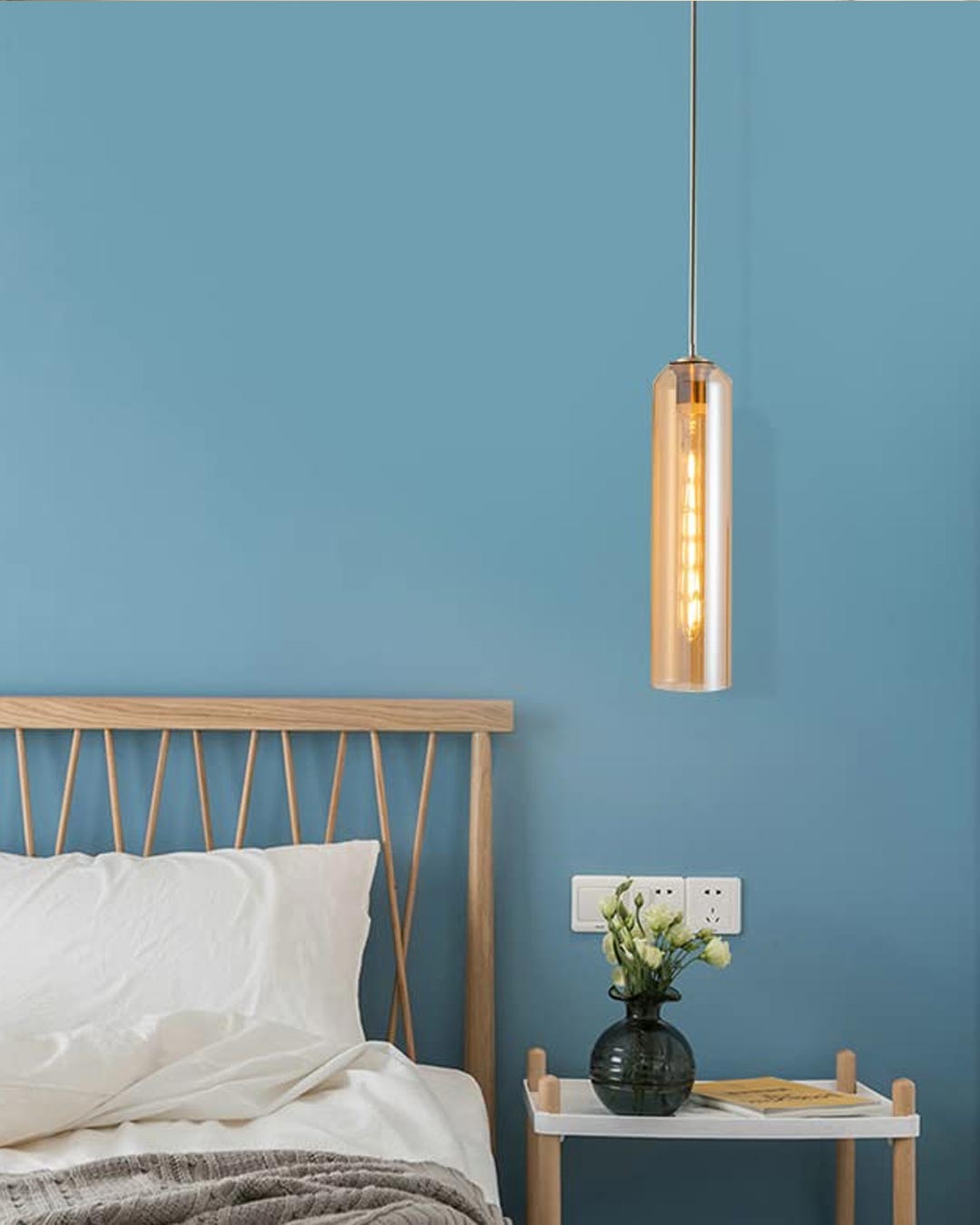 Cylinder Glass Pendant Light - Amber