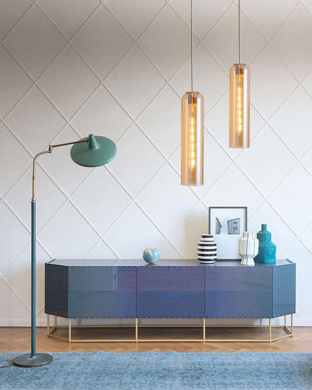 Cylinder Glass Pendant Light - Amber