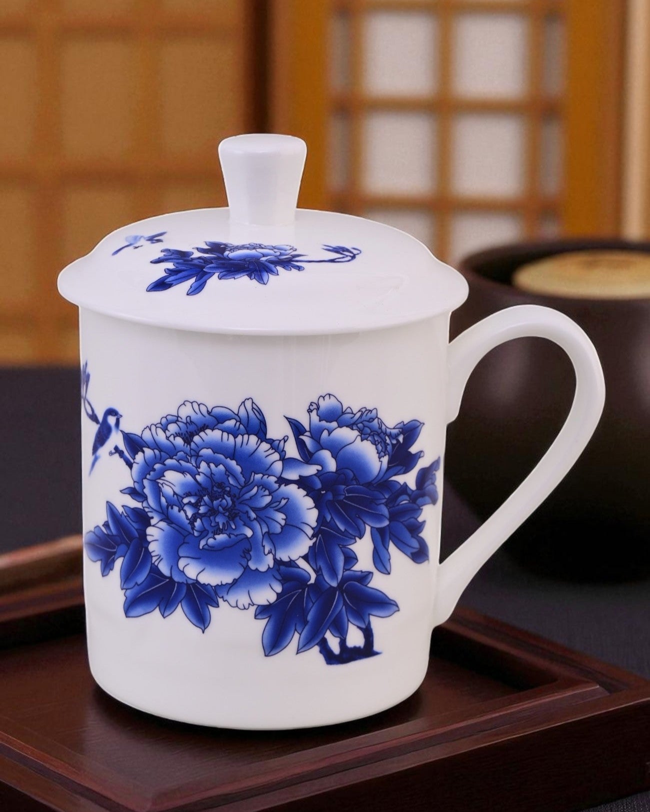 'Royal Blue Blossom' Fine Bone China Mug