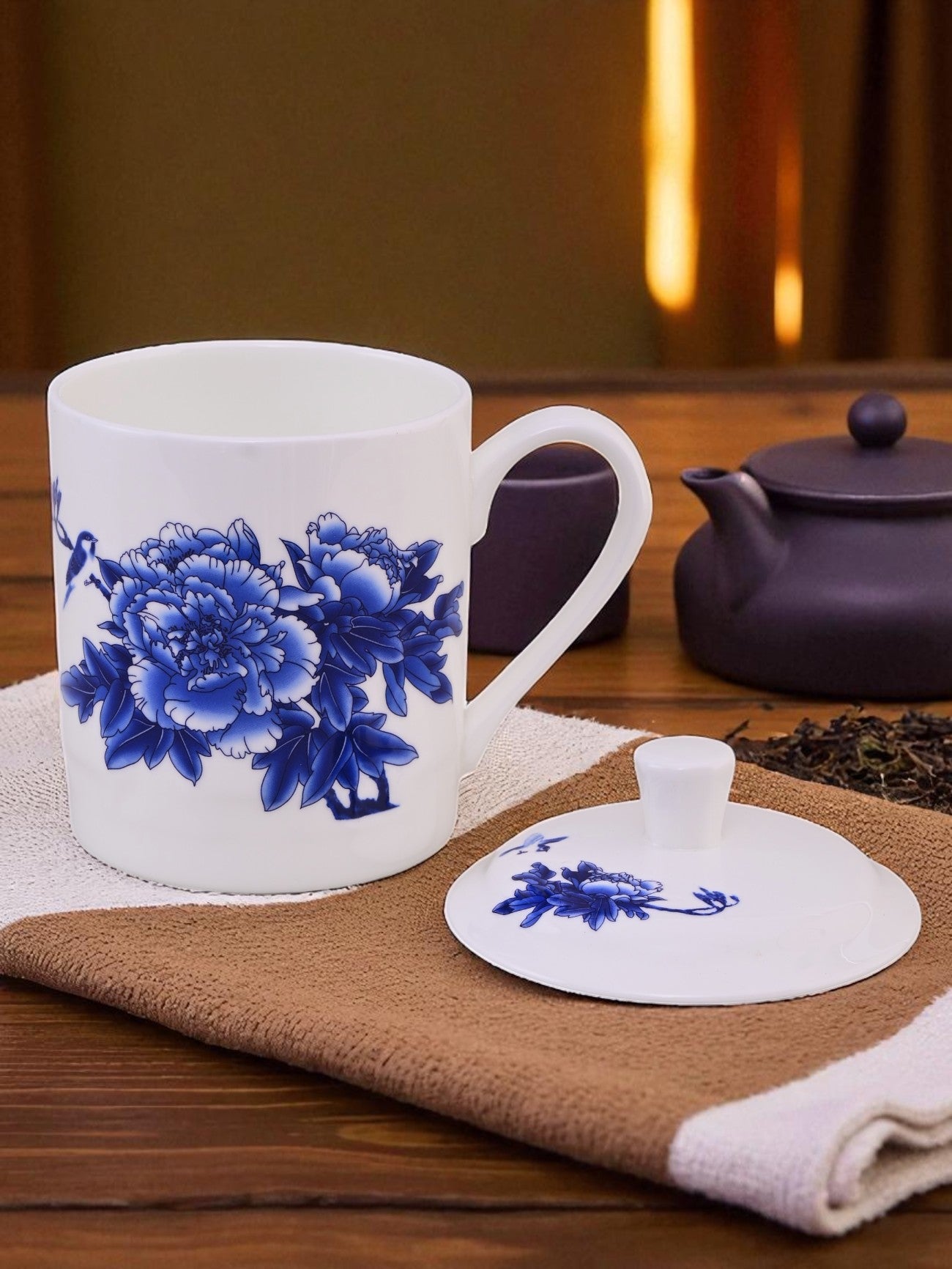 'Royal Blue Blossom' Fine Porcelain Mug