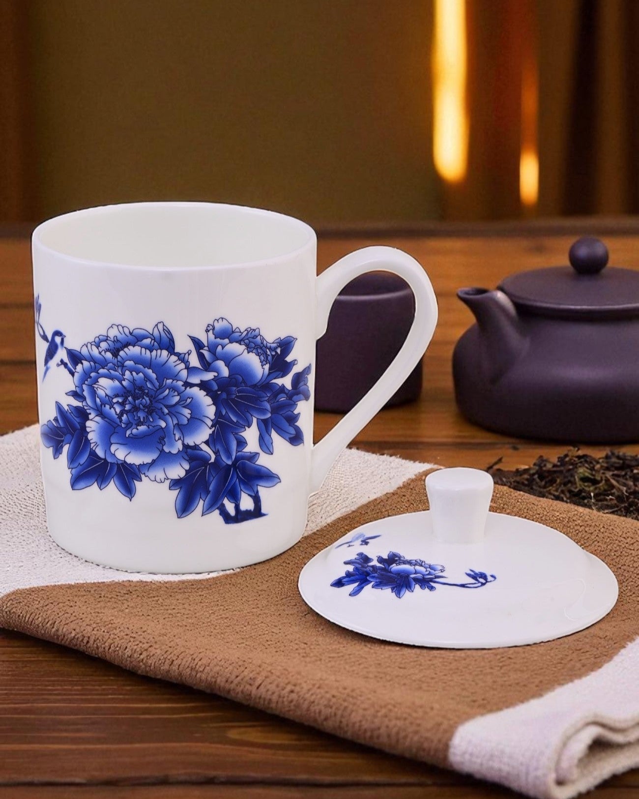 'Royal Blue Blossom' Fine Bone China Mug