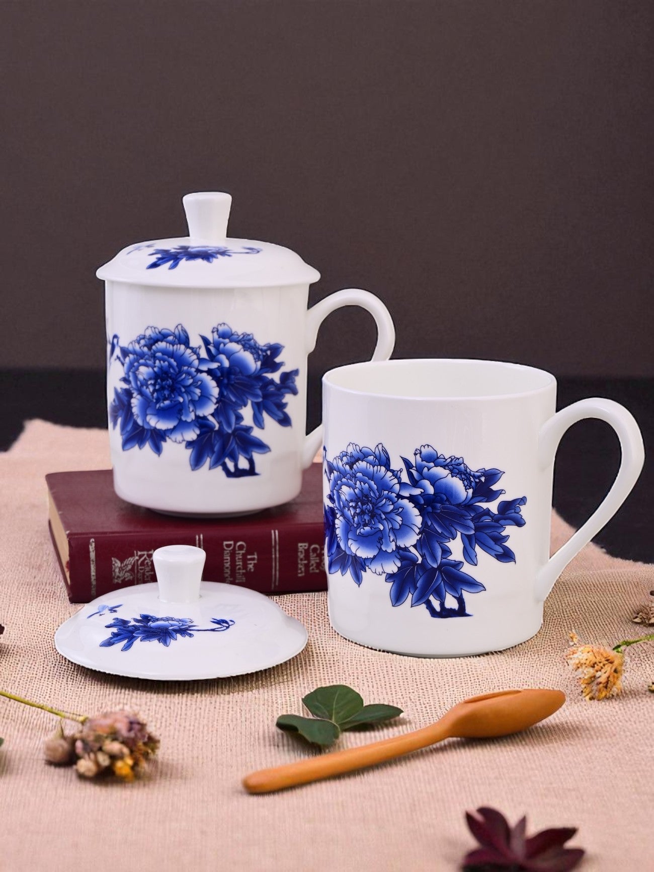 'Royal Blue Blossom' Fine Porcelain Mug