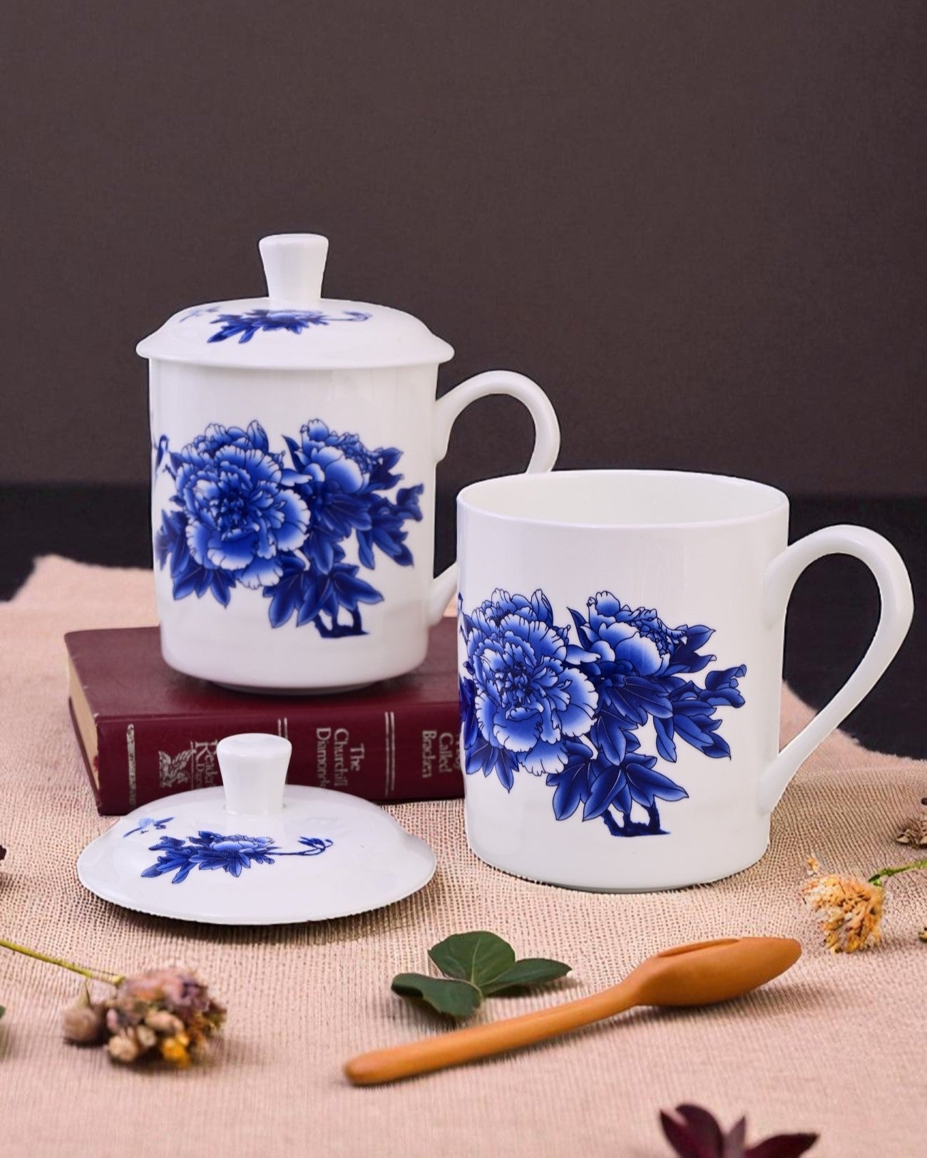 'Royal Blue Blossom' Fine Bone China Mug
