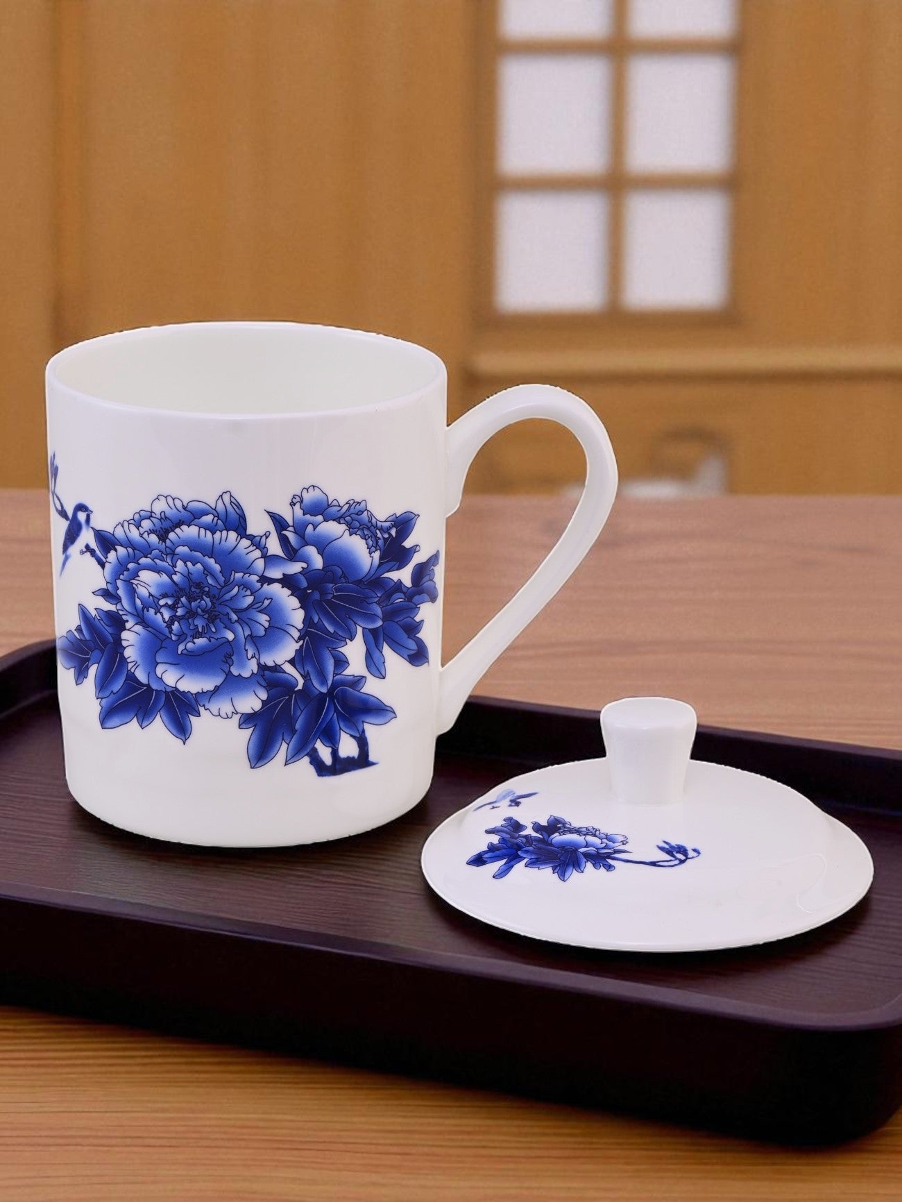 'Royal Blue Blossom' Fine Porcelain Mug