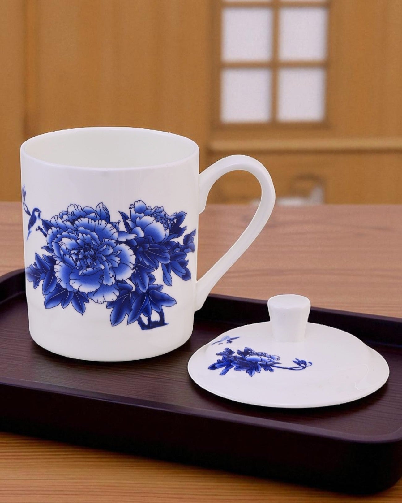 'Royal Blue Blossom' Fine Bone China Mug