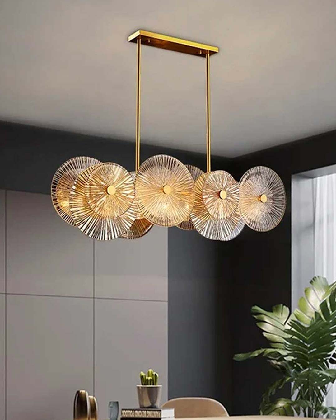 Lotus Leaves LED Chand Chandelier - The Decor Kart