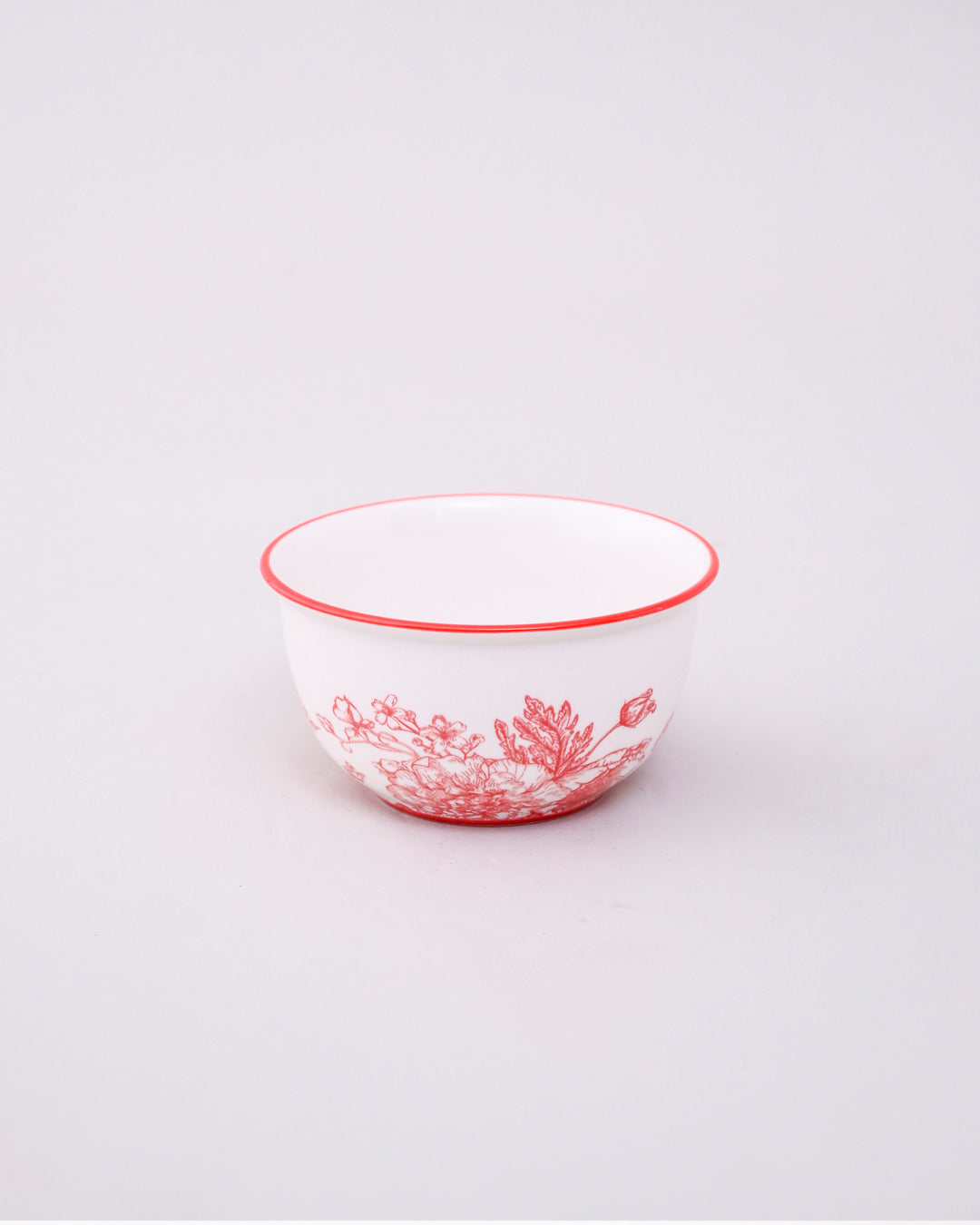Red Floral Ceramic Katori - Set Of 4