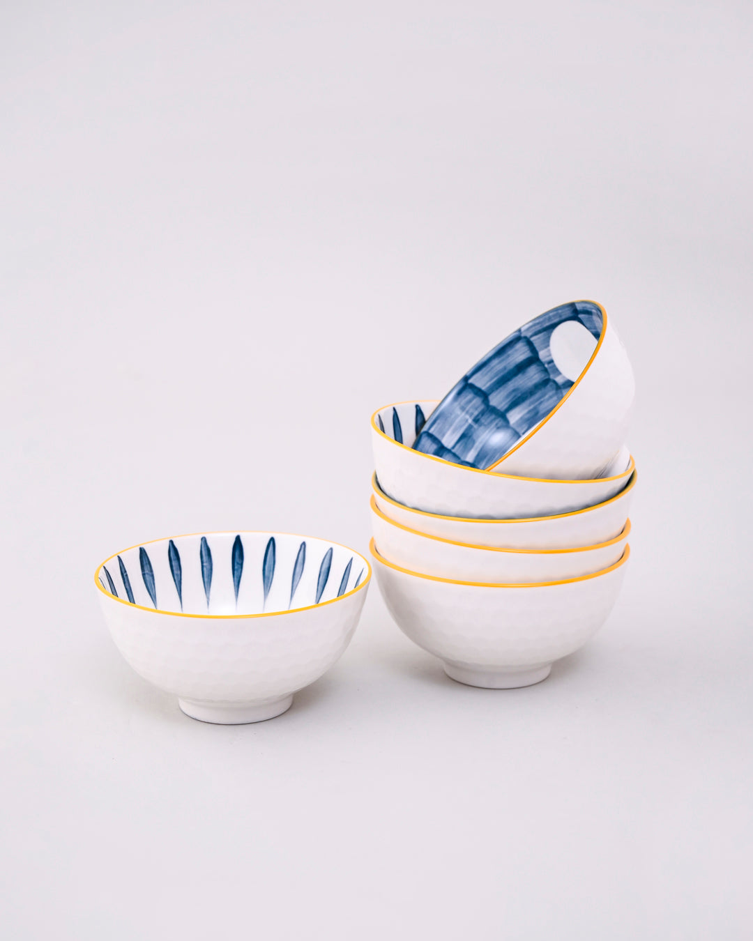 Sapphire Lines Ceramic Katori - Set Of 6
