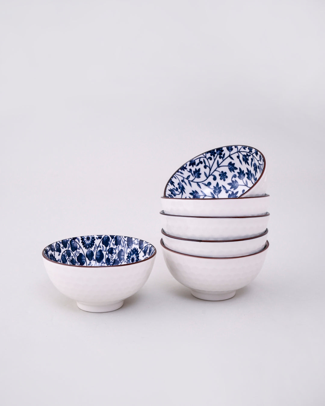 Blue & White Mingled Katori - Set Of 6