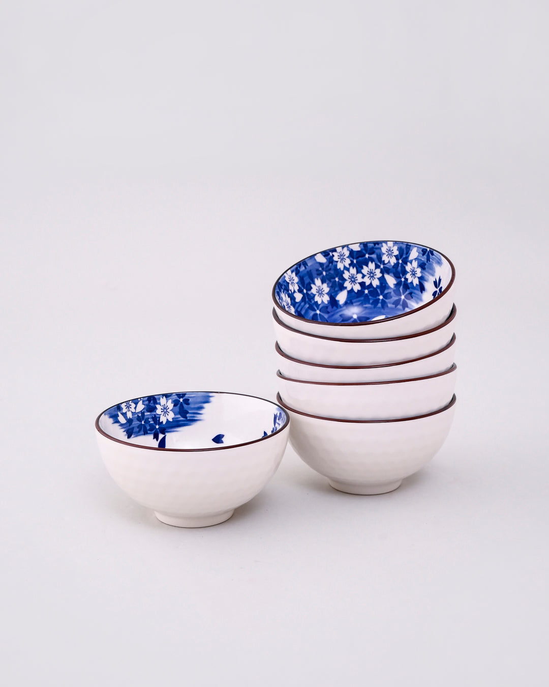Classic Blue Petals Katori - Set Of 6