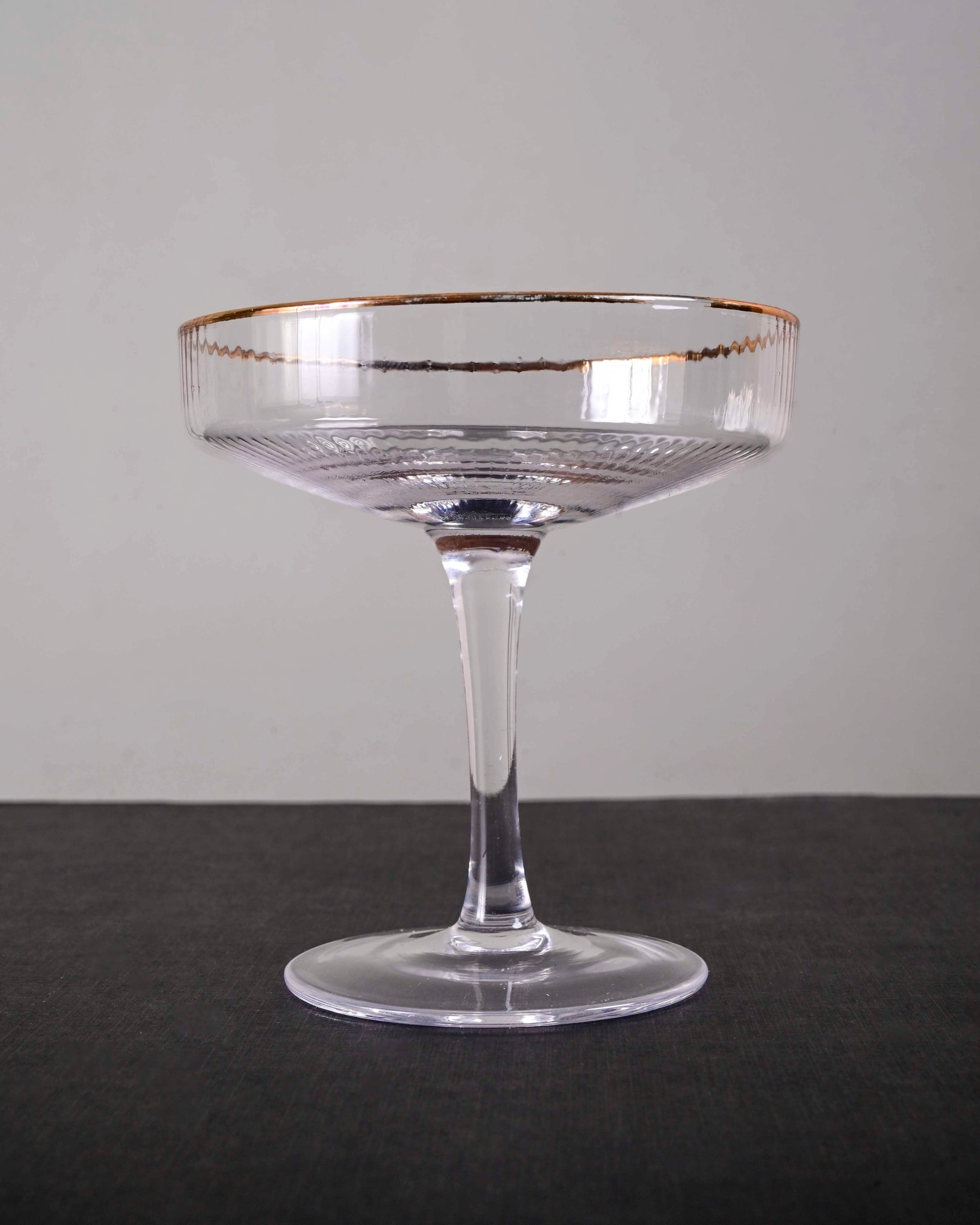 Golden Rim Ribbed Coupe Glass - Set of 2