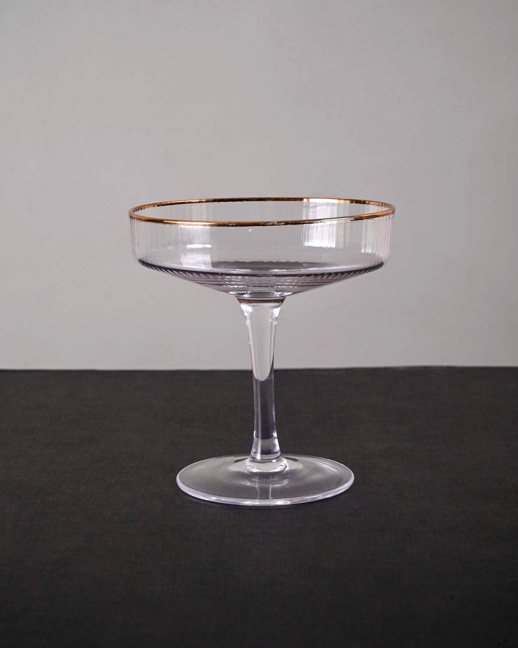 Golden Rim Ribbed Coupe Glass - Set of 2