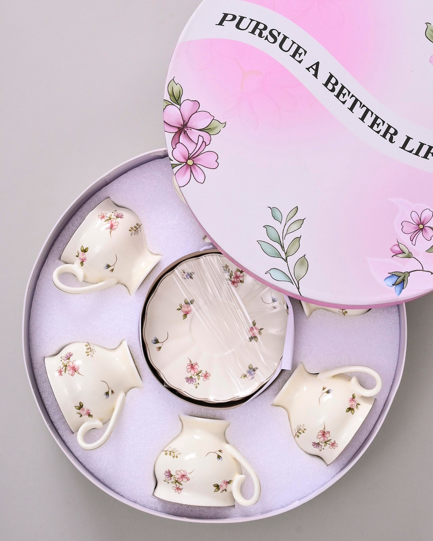 Whispering Meadow Tea Cup With Saucer - Set Of 6