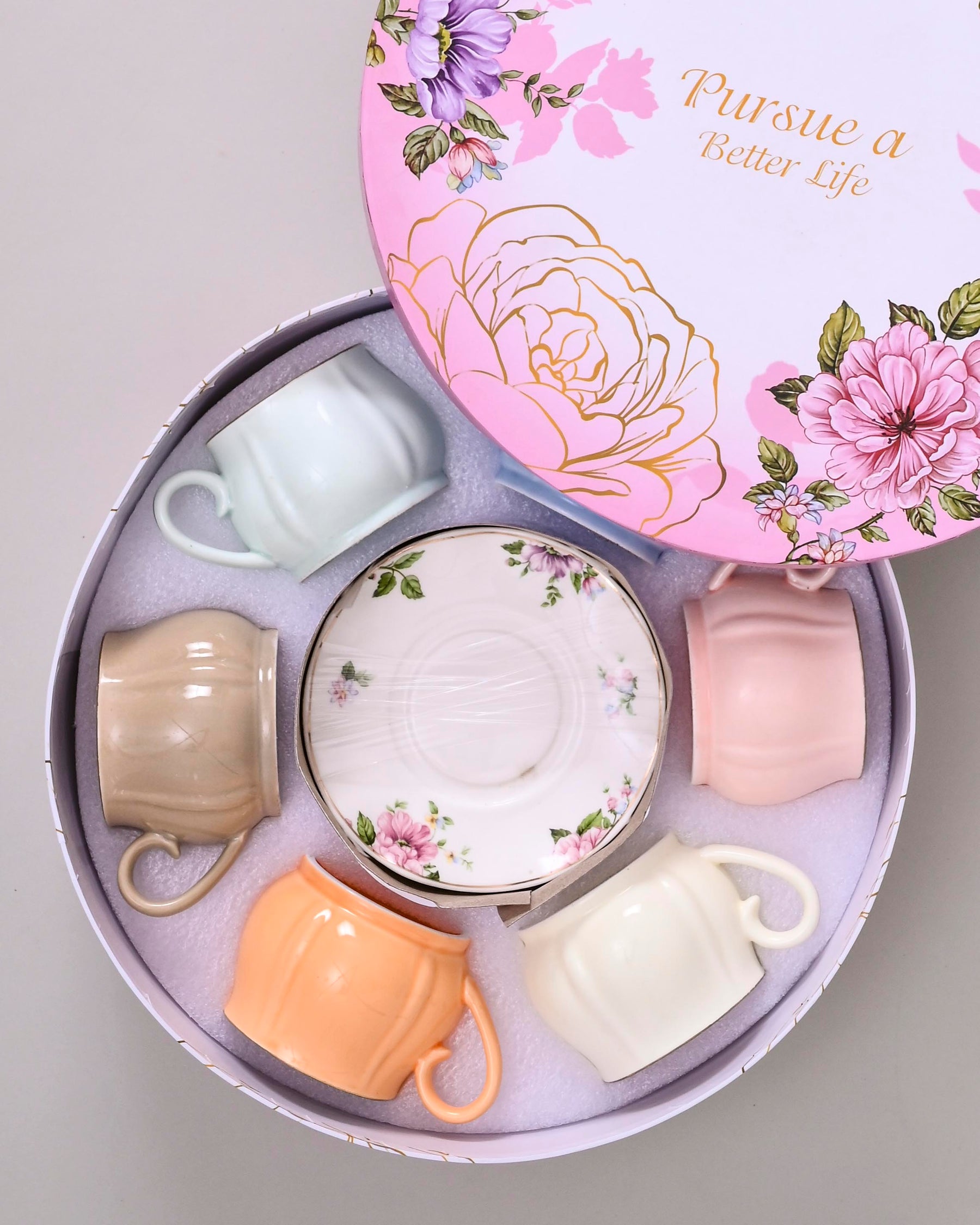 Cupful of Colors Tea Cup With Saucer - Set Of 6
