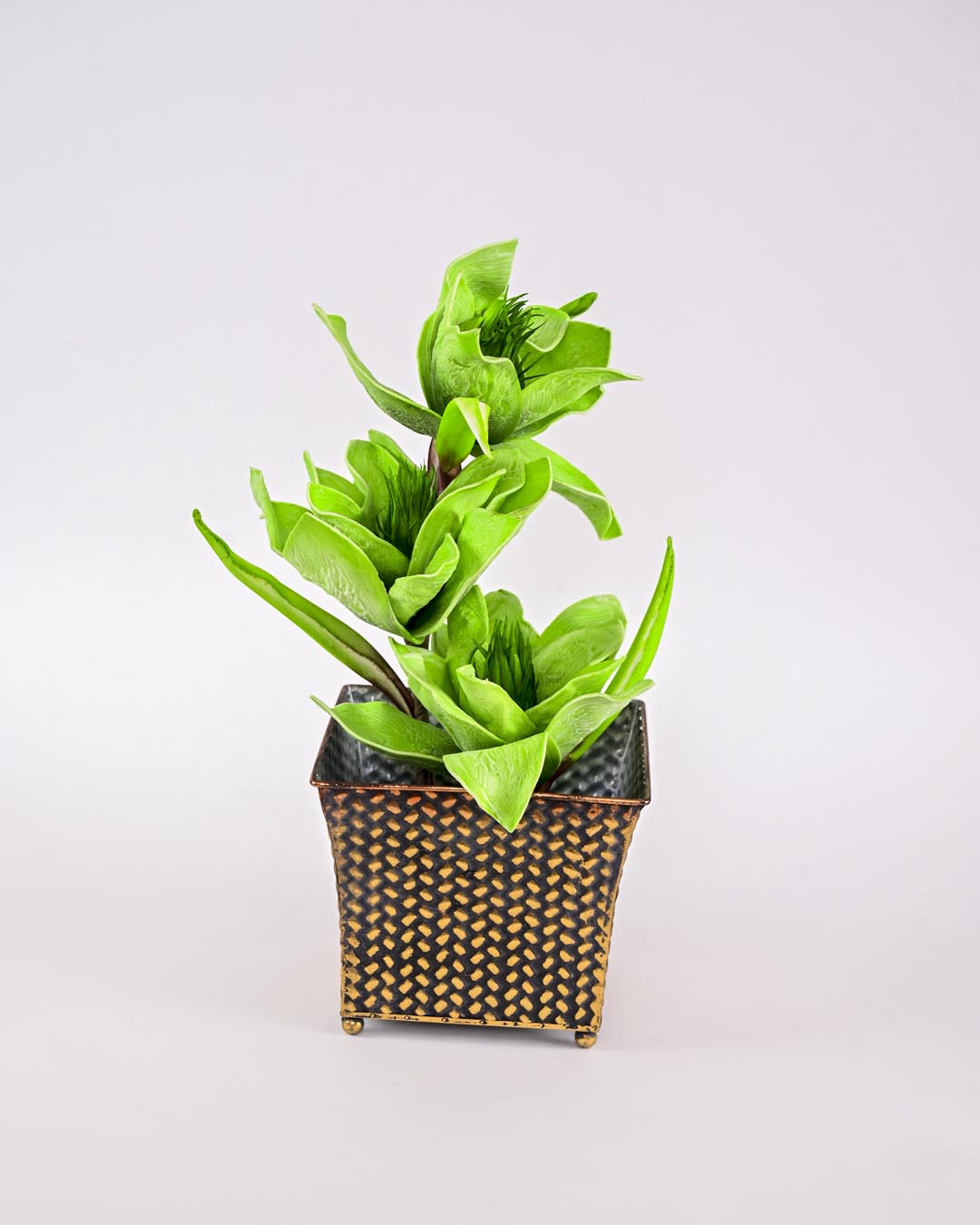 Antique Wicker Metal Planter - Set Of 3