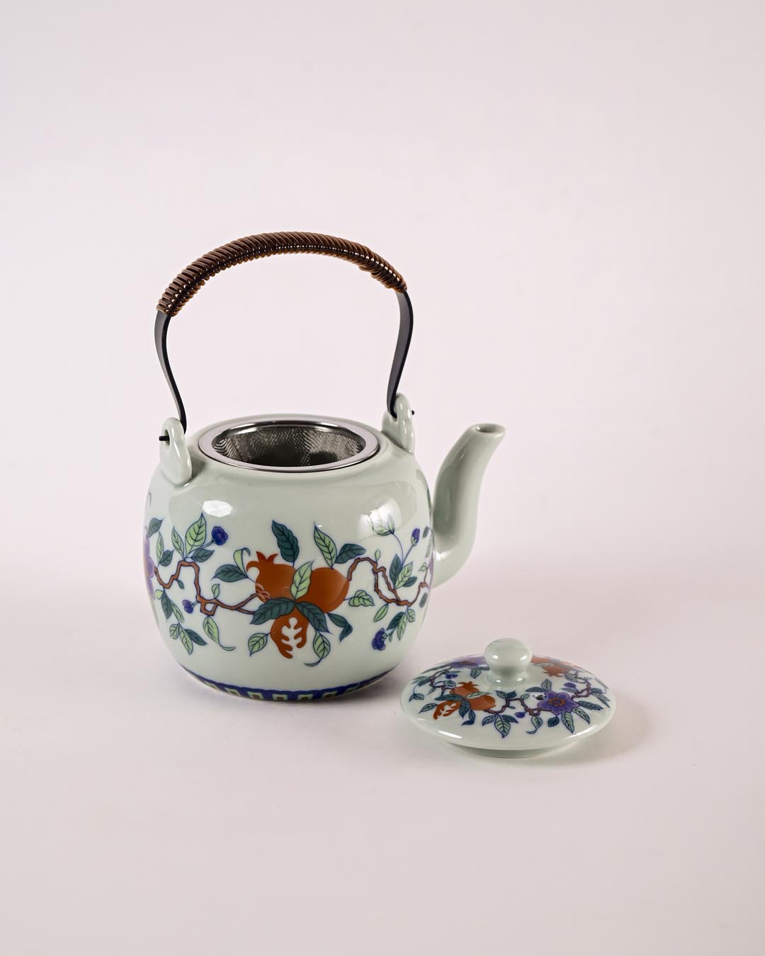 Blue Peony Ceramic Tea Kettle