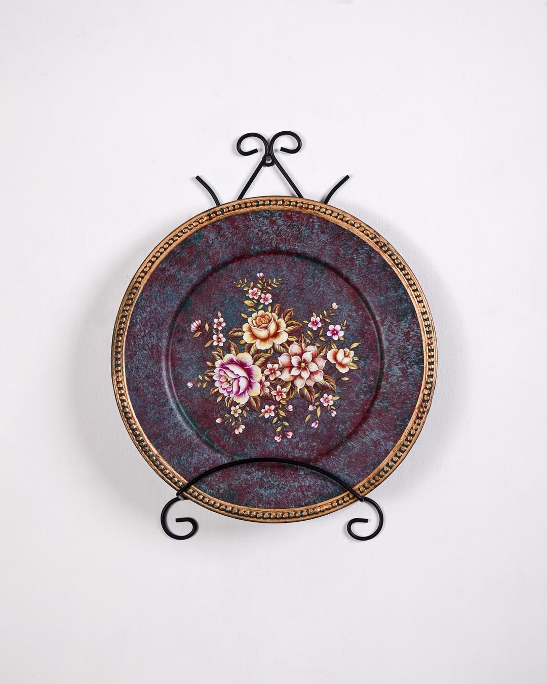 Rustic Rose Decorative Wall Plate With Stand - 13"