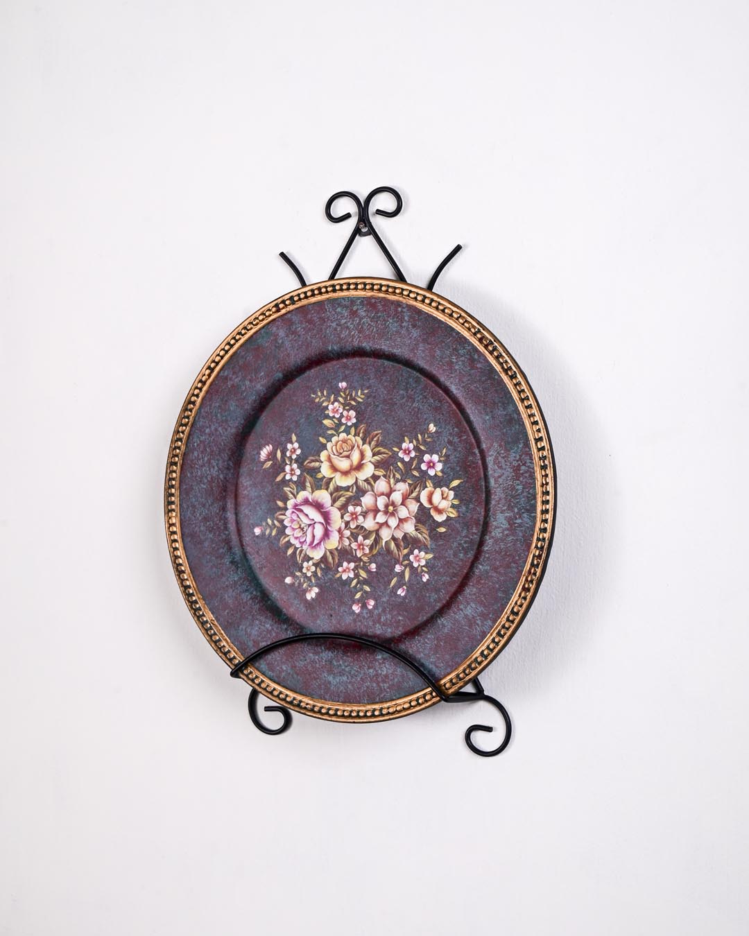 Rustic Rose Decorative Wall Plate With Stand - 13"