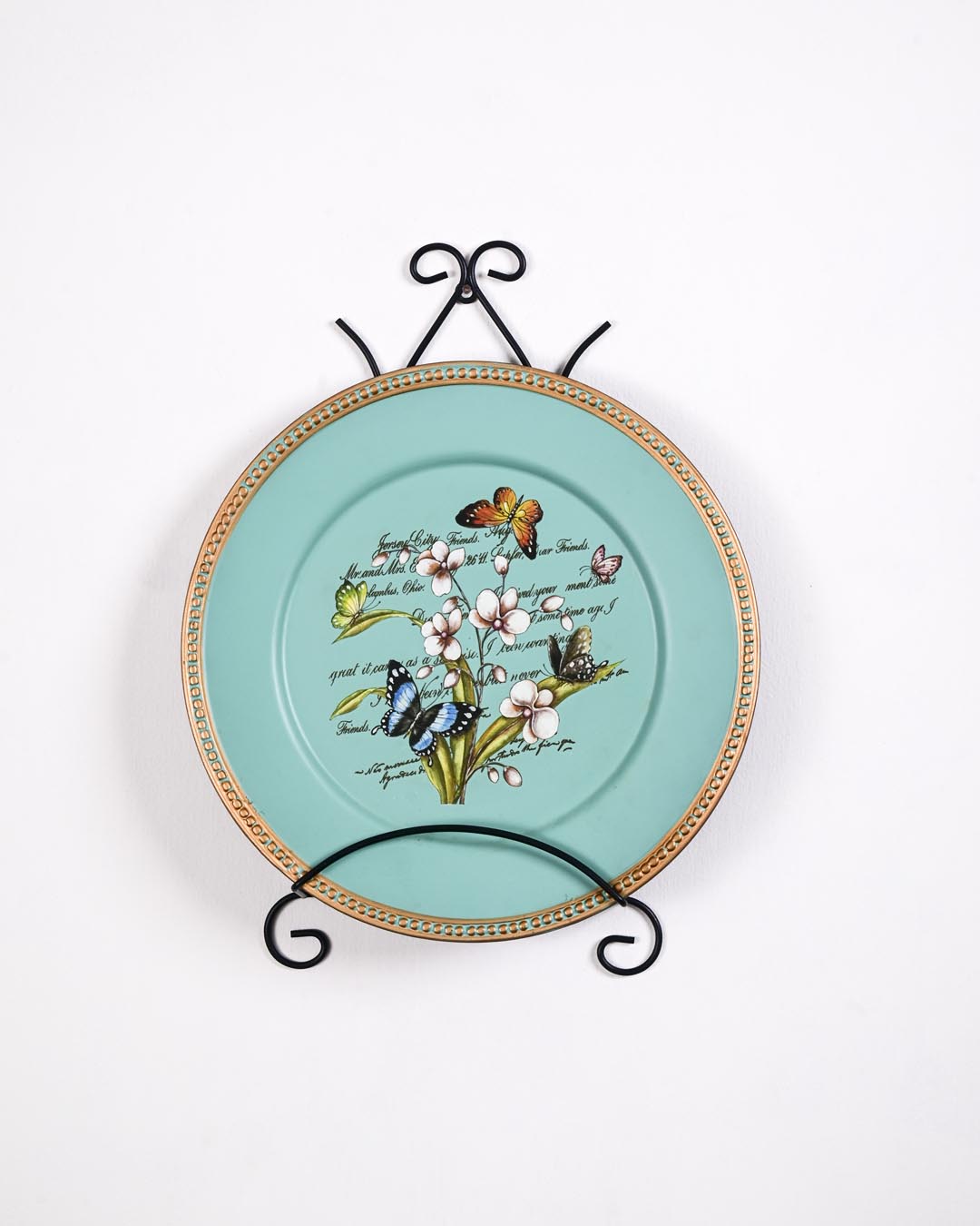 Butterfly Blossom Decorative Wall Plate With Stand - 13"