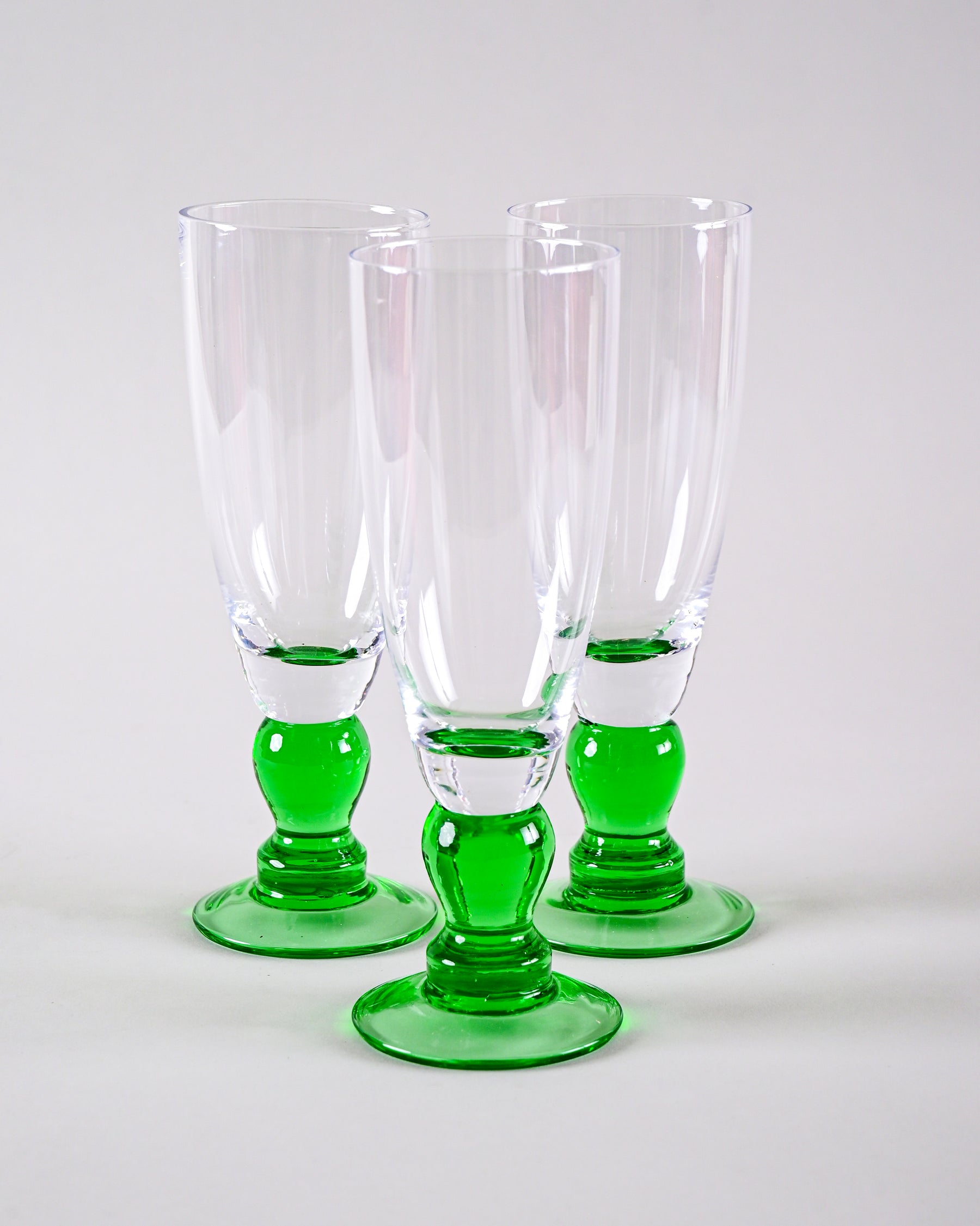Swirl Green Champagne Flute - Set of 6