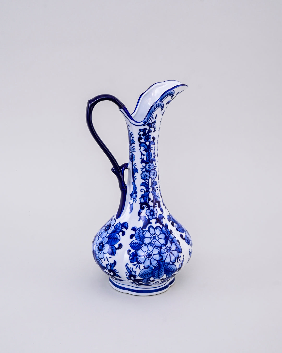 Dynasty Bloom Blue & White Ceramic Pitcher Vase