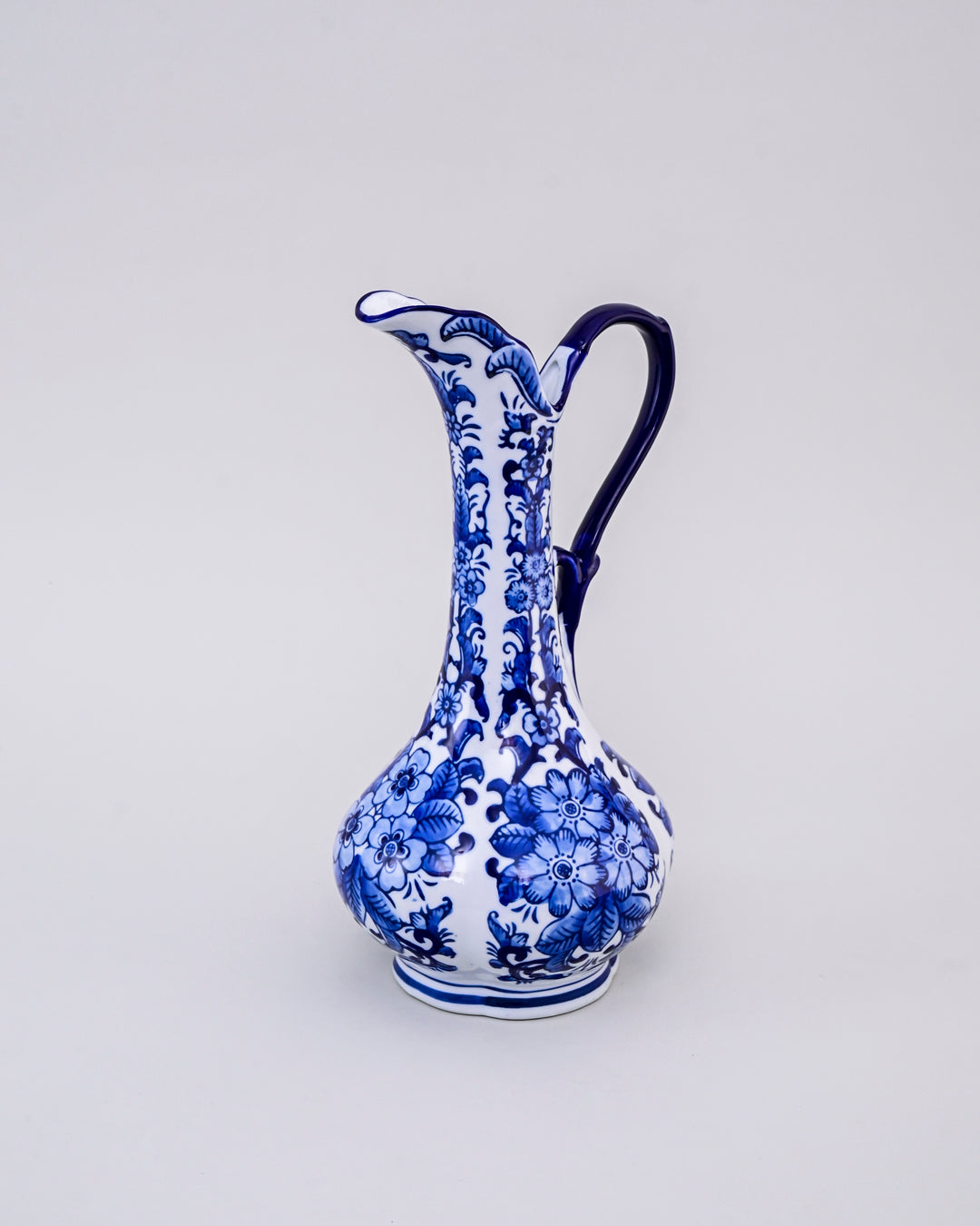 Dynasty Bloom Blue & White Ceramic Pitcher Vase