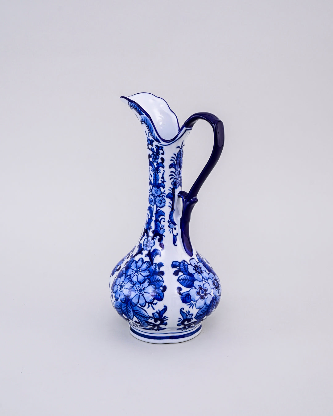 Dynasty Bloom Blue & White Ceramic Pitcher Vase