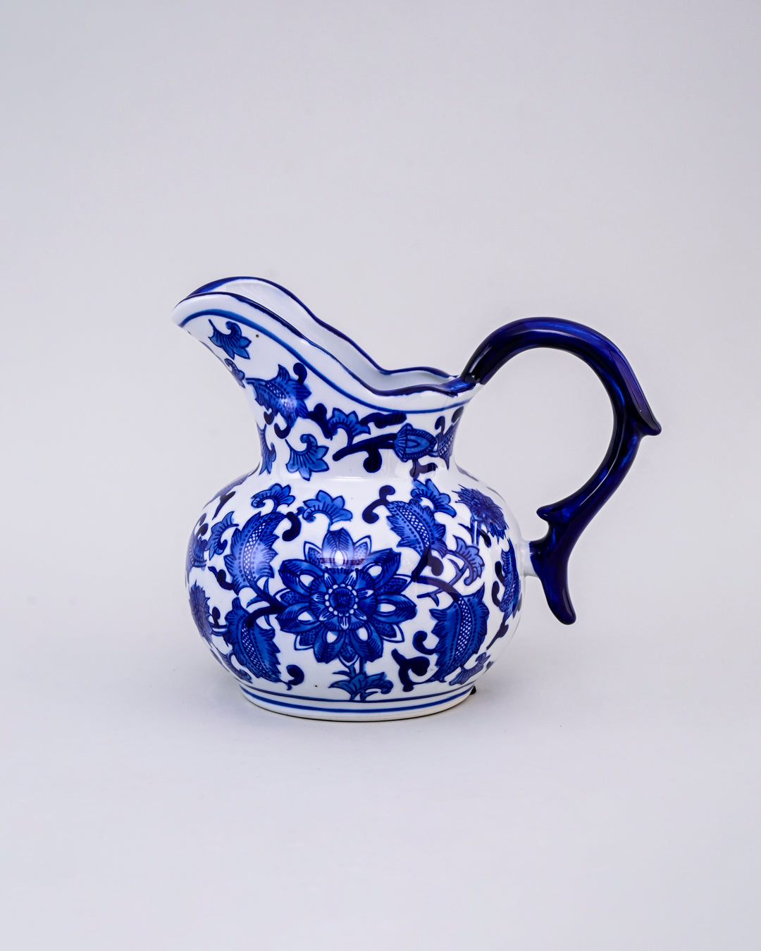 Dynasty Bloom Blue & White Ceramic Pitcher Vase