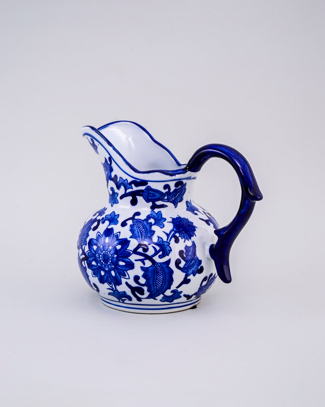 Dynasty Bloom Blue & White Ceramic Pitcher Vase