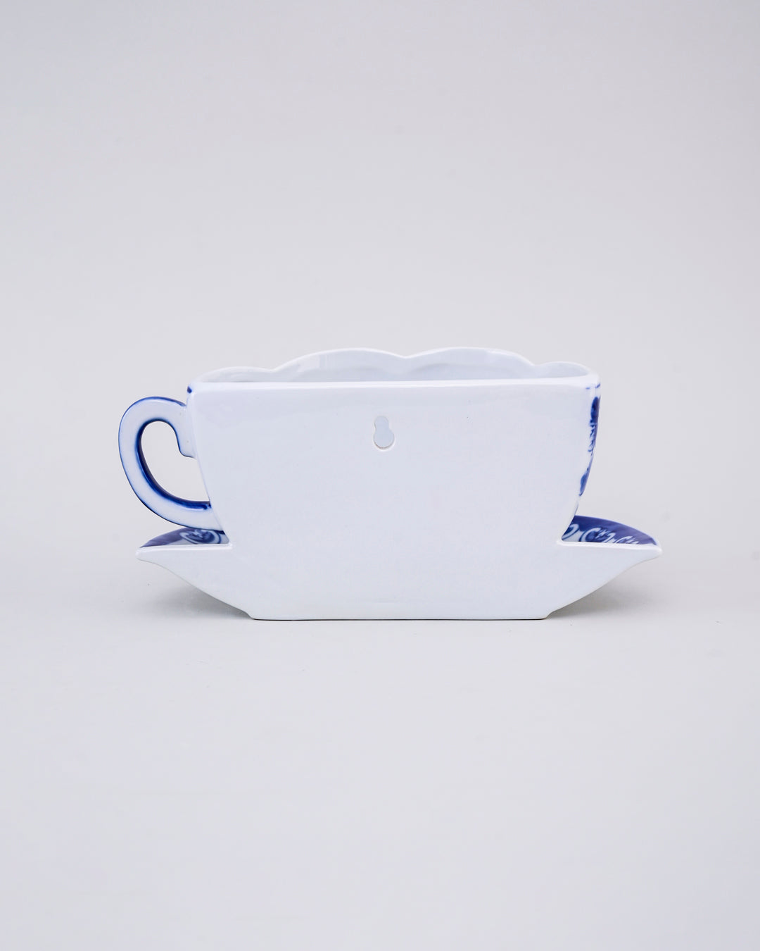 Blue Floral Teacup Wall Vase