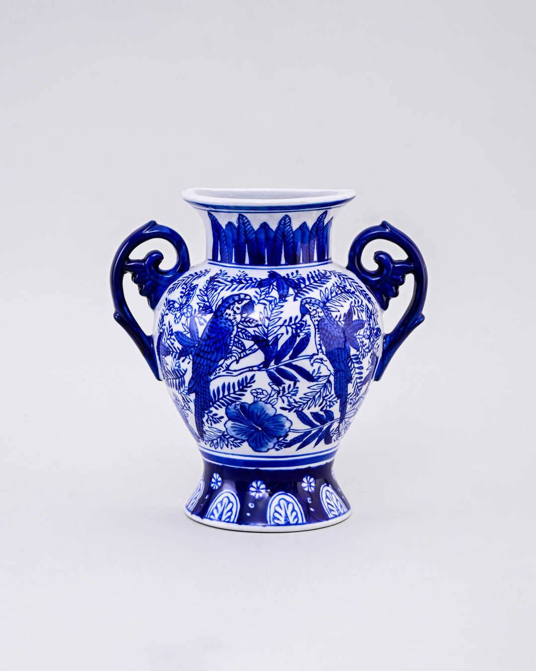 Vintage Aviary Blue & White Wall Vase