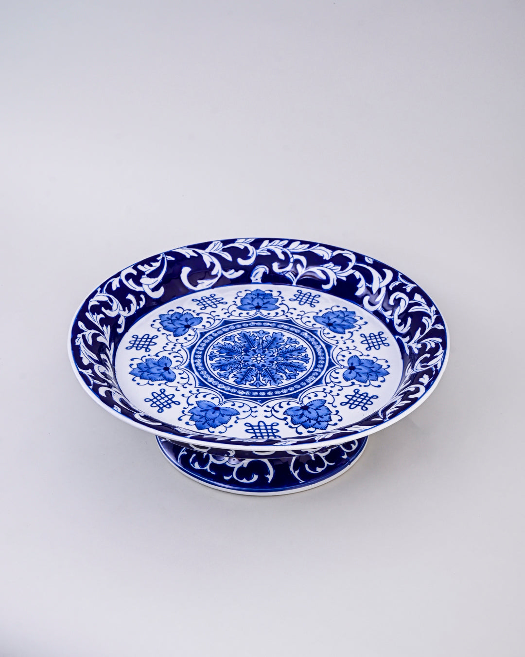Timeless Blue & White Ceramic Cake Stand