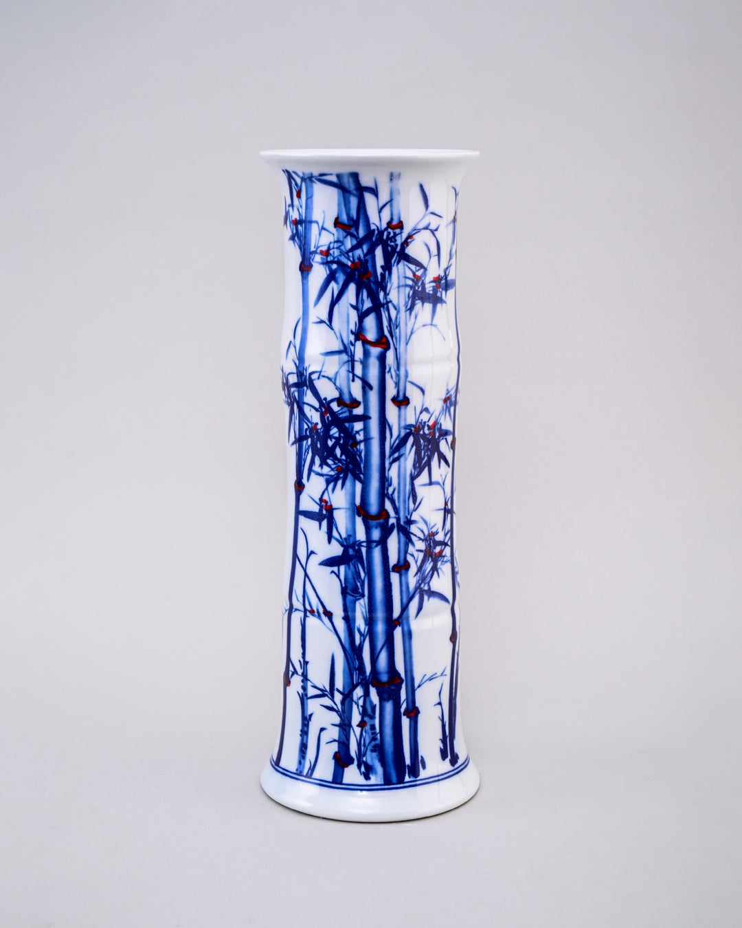 Oriental Blue & White Bamboo Cylindrical Vase