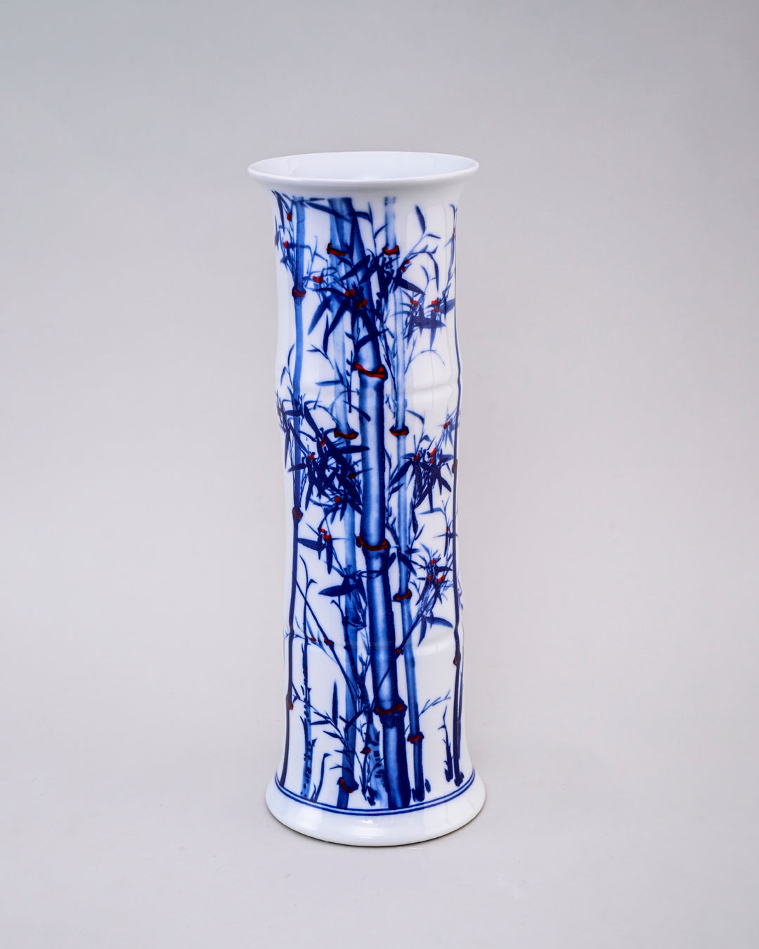 Oriental Blue & White Bamboo Cylindrical Vase