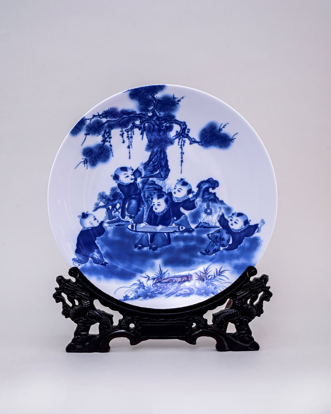 Blue & White Harmony Kids Vase & Decorative Plate - Set Of 3