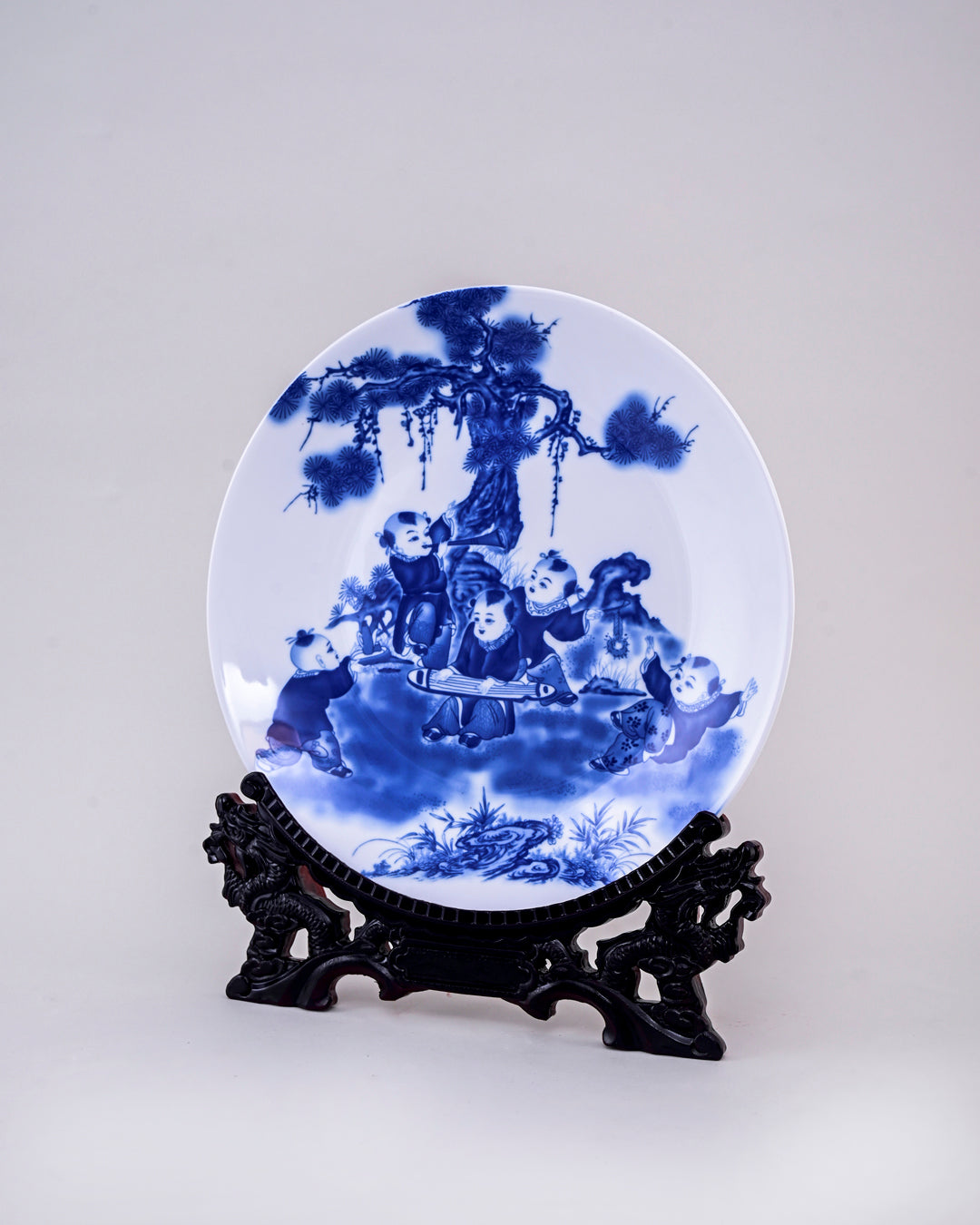 Blue & White Harmony Kids Vase & Decorative Plate - Set Of 3