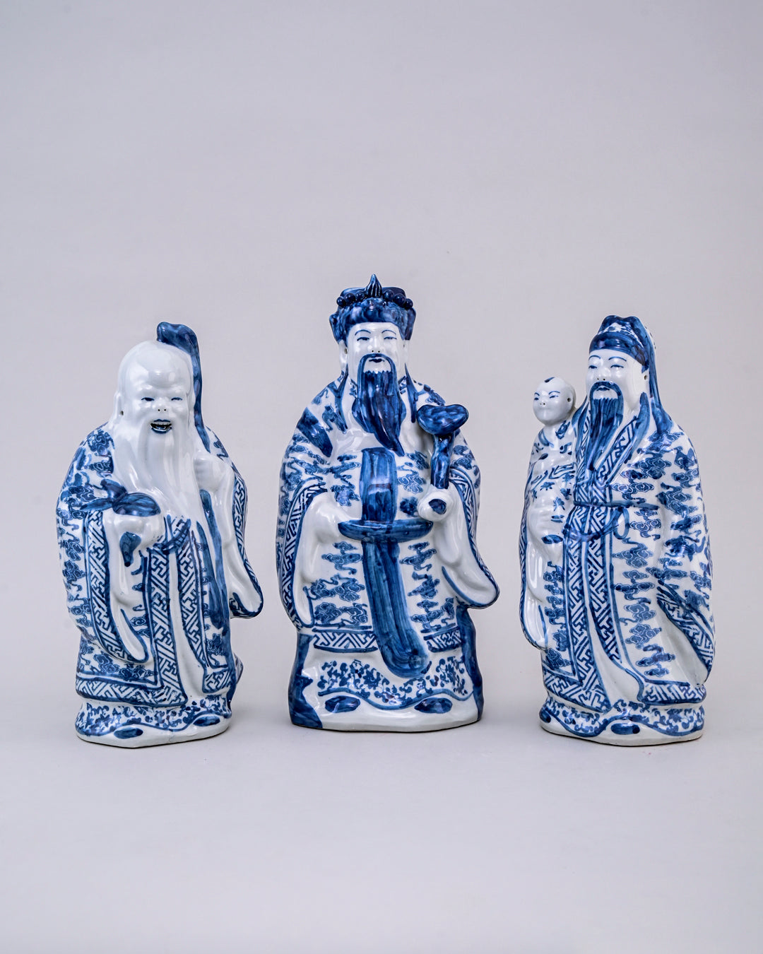 'The Three Star Gods' Porcelain Sculptures Small - Set of 3