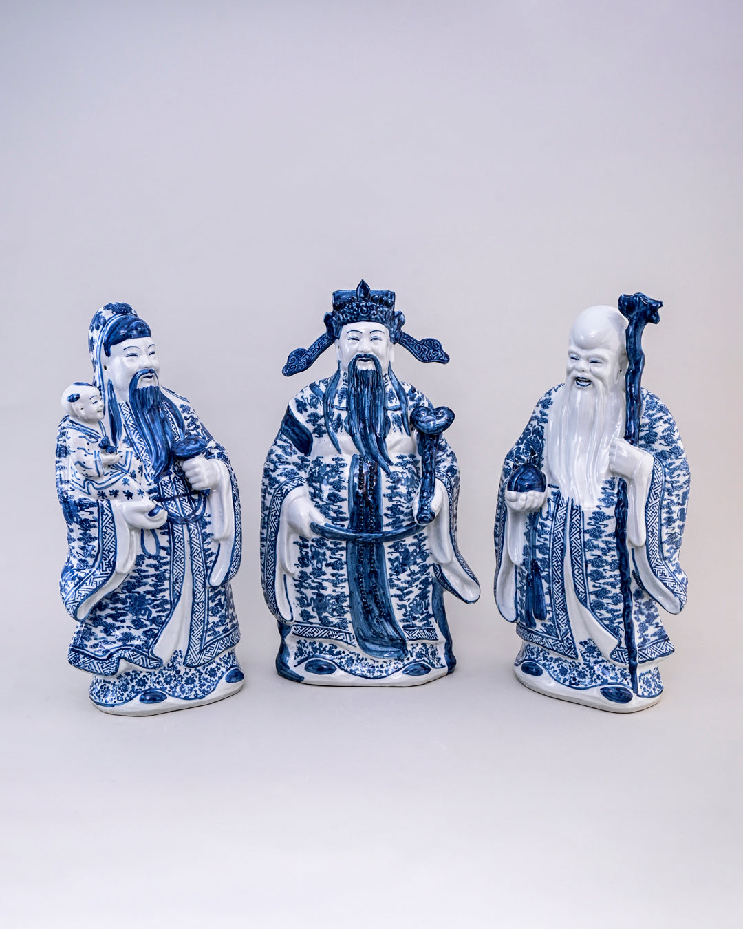 'The Three Star Gods' Porcelain Sculptures Large - Set of 3