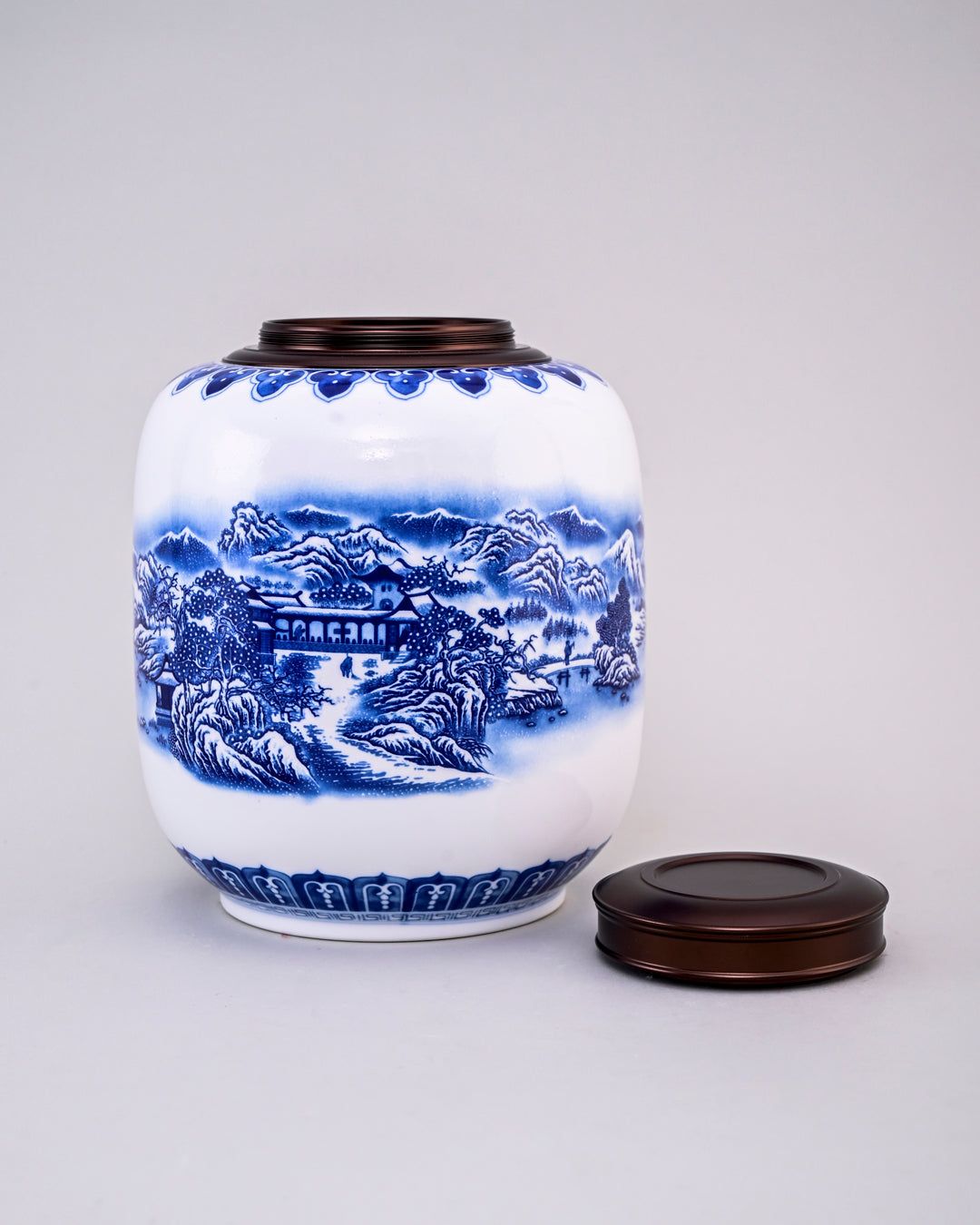 Serene Mountains Porcelain Storage Jar