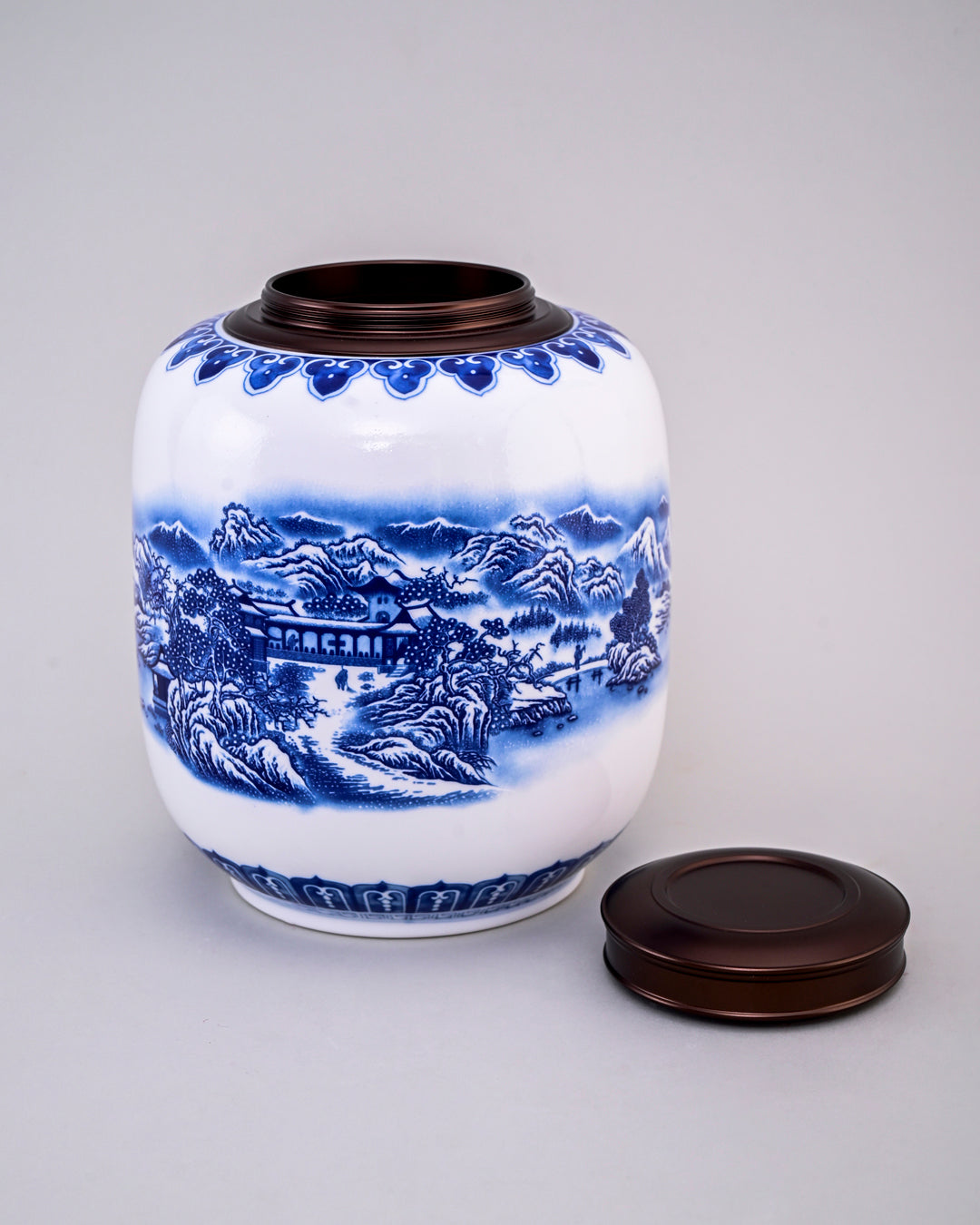 Serene Mountains Porcelain Storage Jar