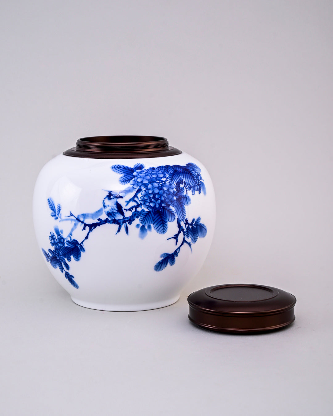 Chrysanthemum Blue & White Porcelain Storage Jar