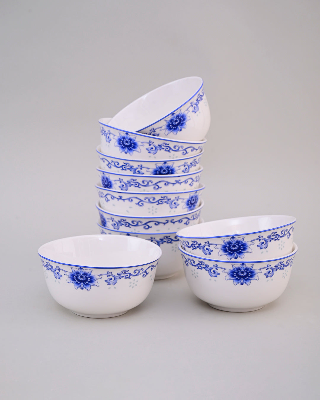 Blue Floral Motif Hand Painted Bowl
