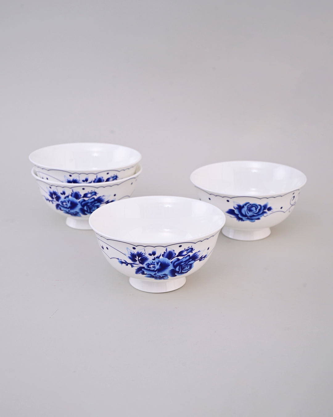 Royal Blue Blossom Ceramic Katori - Set Of 6
