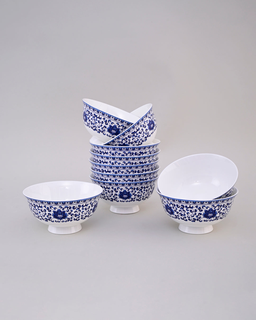 Blue Baroque Ceramic Katori - Set Of 6