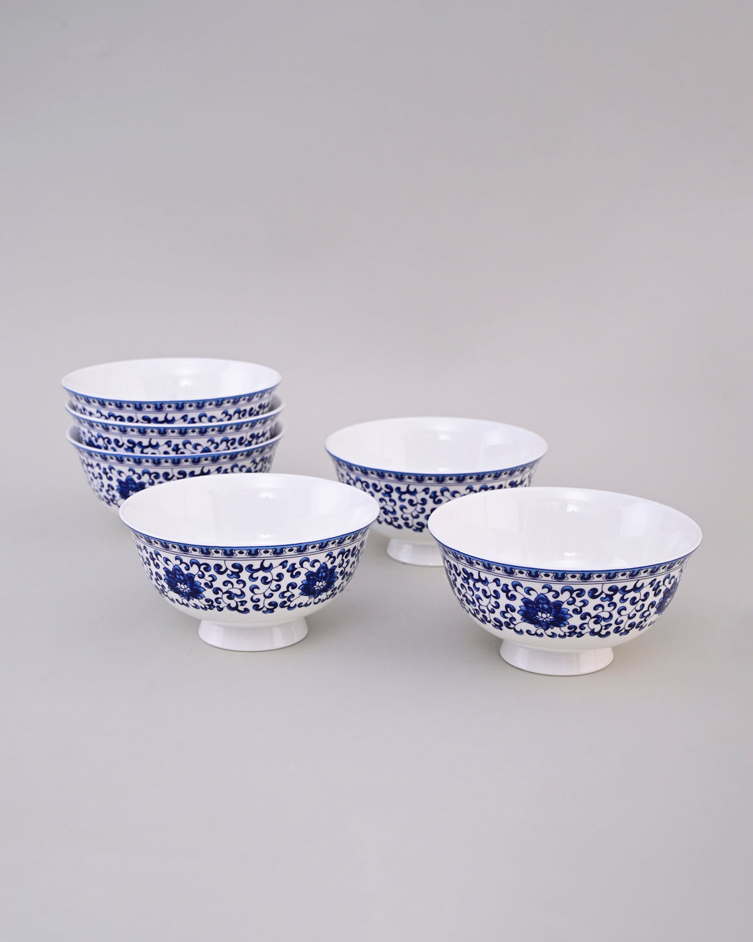 Blue Baroque Ceramic Katori - Set Of 6