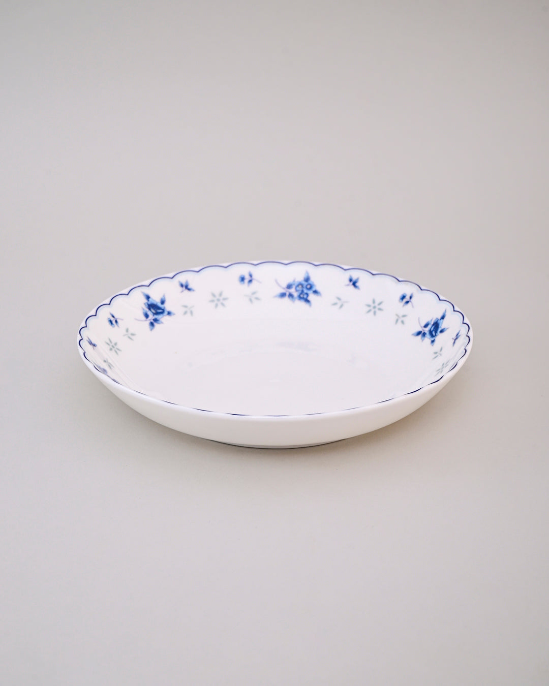 Blue Floral Scalloped Pasta Plate