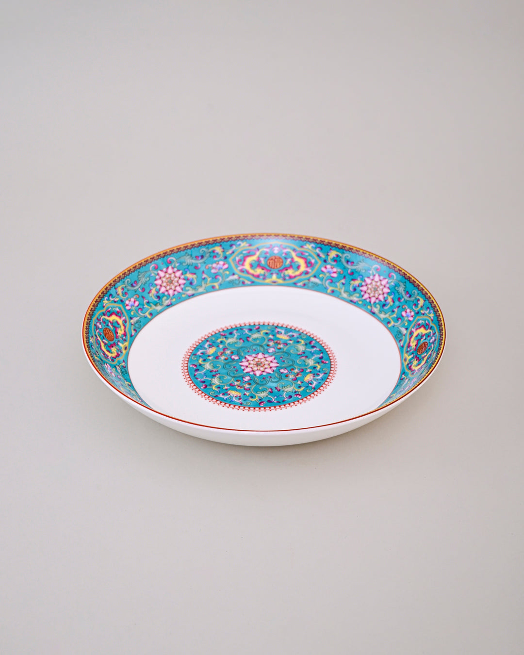 Vintage Floral Charm Pasta Plate - Blue
